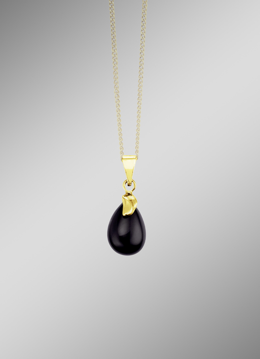 - Prachtige hanger gemaakt van 375/- fijn goud met onyx, bewaard gebleven., in Farbe  Ansicht 1