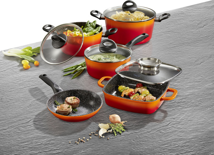 Potten & pannen - STONELINE® kookpannenset, 15-delig, in Farbe ORANGE Ansicht 1