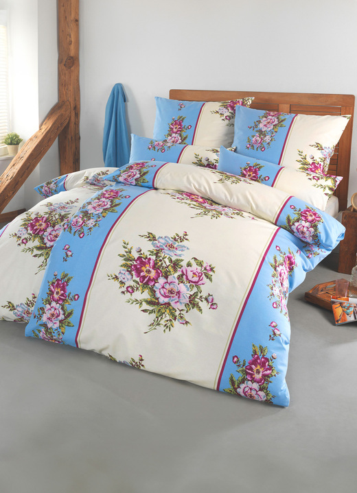 Beddengoed - Beddengoedset in donzige beverkwaliteit, in Größe 111 (40/80 cm + 135/200 cm) bis 115 (80/80 cm + 155/220 cm), in Farbe BLAU Ansicht 1