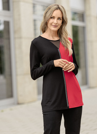 Lang shirt met zilverkleurige plaatversiering