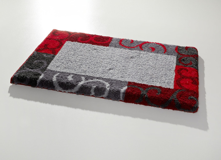 Badmatten - Badset in Supersoft kwaliteit, in Größe 100 (Matje, halfrond 50/80 cm) bis 112 (Toiletdekselafdekking 47/50 cm), in Farbe GRIJS ROOD Ansicht 1