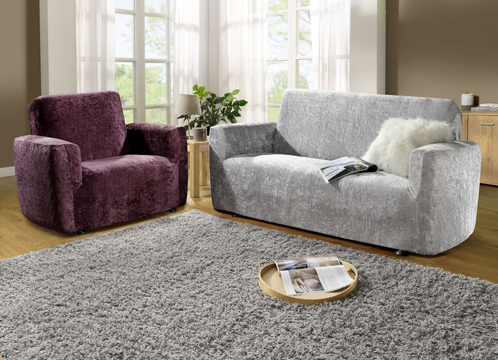 Sessel- & Sofaüberwürfe - Sesselbezug, in Größe 101 (Sesselbezug) bis 106 (Stuhlbezug), in Farbe SILBER Ansicht 1