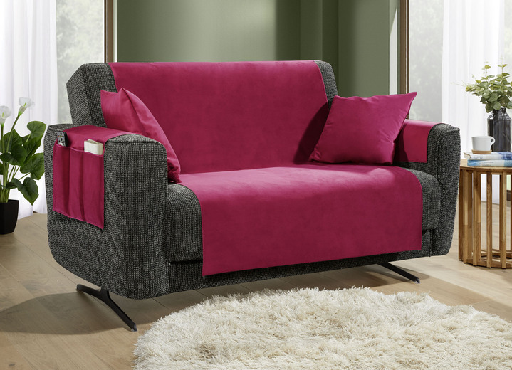Sessel- & Sofaüberwürfe - Sesselschoner, in Größe 101 (Sesselschoner, 50x140 cm) bis 904 (Kissenbezug, 40x 40 cm), in Farbe BORDEAUX Ansicht 1