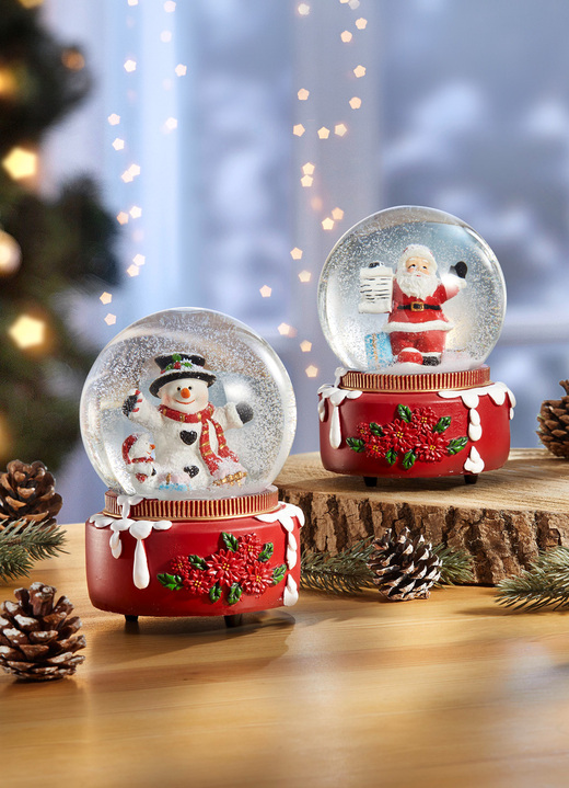 - Spieluhr „Schneekugel“, 2er-Set, in Farbe ROT-WEISS Ansicht 1