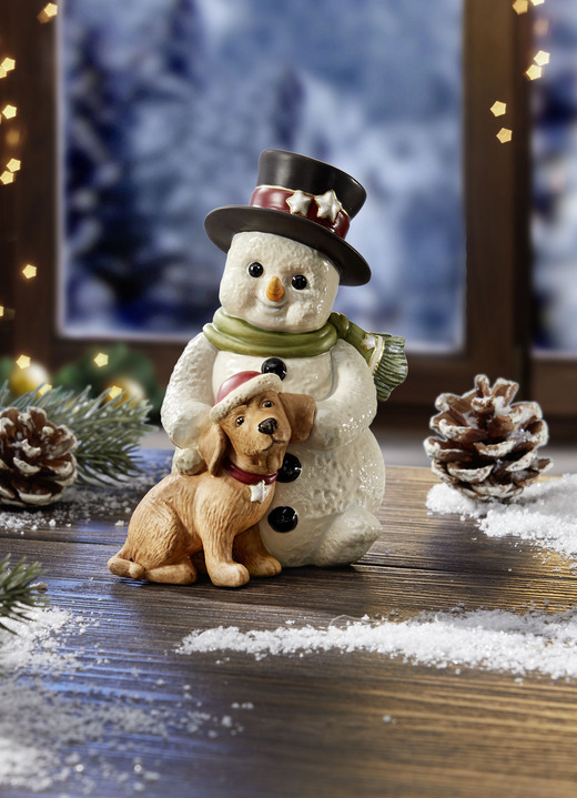 - Schneemann mit Hund, in Farbe WEISS-BRAUN