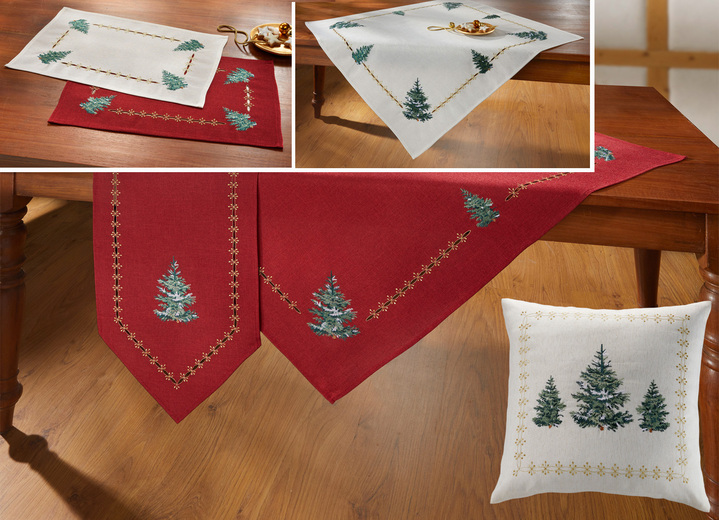 Tischdecken - 2 Platzsets, in Größe 135 (2 Platzsets, 30/ 45 cm) bis 404 (Kissenbezug, 40/ 40 cm), in Farbe ROT Ansicht 1