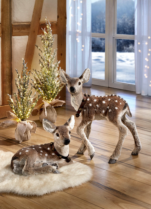 Weihnachtliche Dekorationen - Rehkitz - liegend, in Farbe BRAUN, in Ausführung liegend Ansicht 1