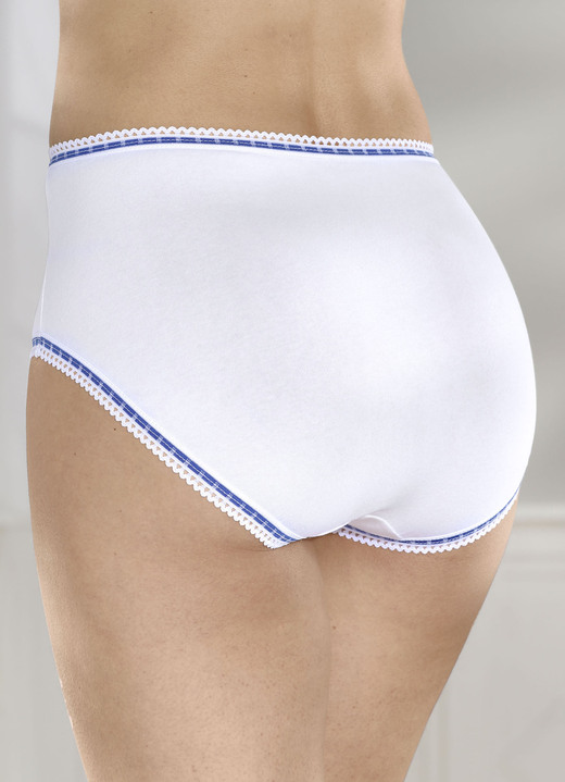 Slips - Verpakking van zeven slips met contrasterende biezen, in Größe 038 bis 060, in Farbe WIT Ansicht 1