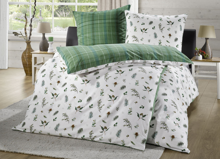 Beddengoed - Zacht, omkeerbaar beddengoed van puur katoen, in Größe 111 (40/80 cm + 135/200 cm) bis 115 (80/80 cm + 155/220 cm), in Farbe GRÜN Ansicht 1