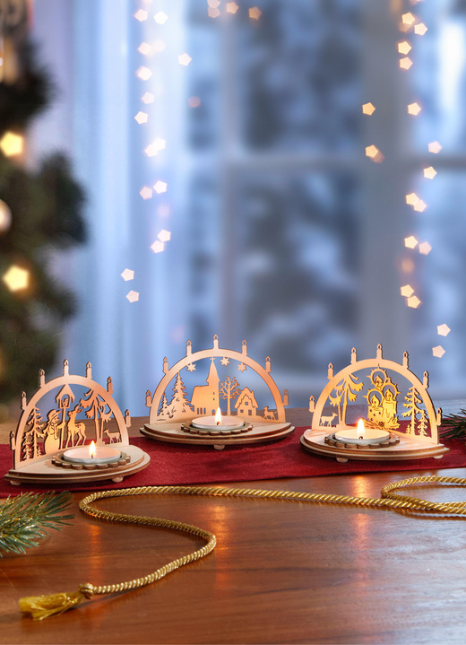 Weihnachtliche Dekorationen - Teelichthalter, 3er-Set, in Farbe NATUR Ansicht 1