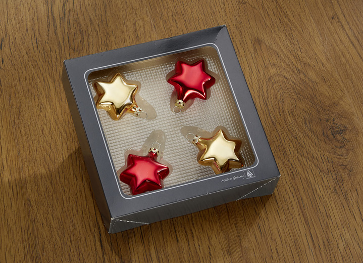- Boom- en struikornamenten - Boom- en struikornamenten, in Farbe ROOD-GOUD, in Ausführung Sterren, 4 delen