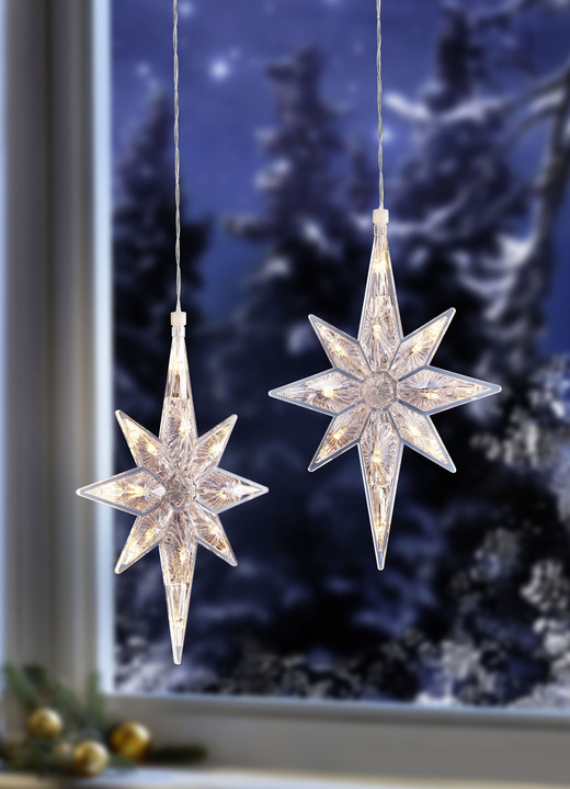- Verlichte kristallen ster, set van 2, in Farbe WIT