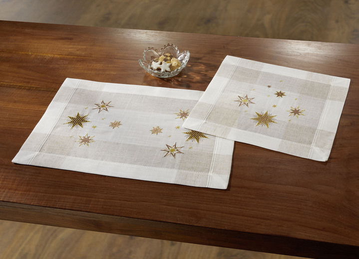 Tischdecken - Deckchen, in Größe 101 (Deckchen, 35/ 50 cm) bis 404 (Kissenbezug, 40/ 40 cm), in Farbe SEKT-GOLD Ansicht 1