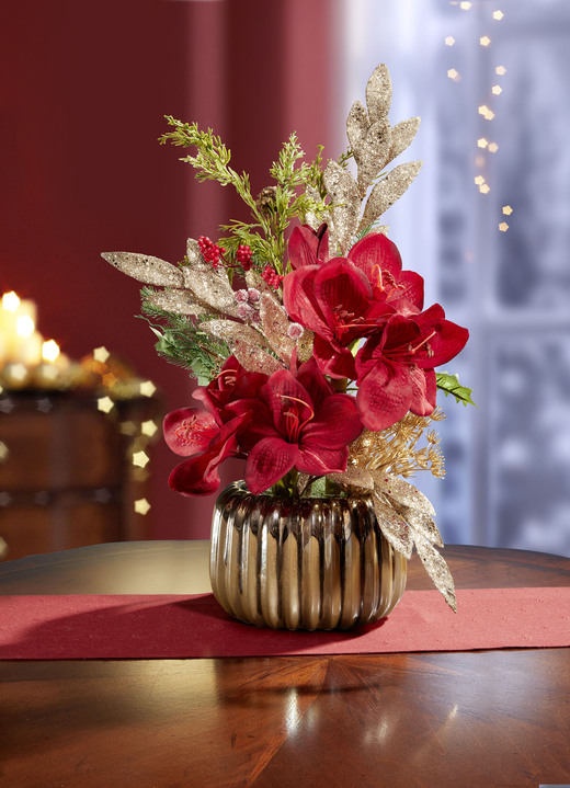Kunst- & textielplanten - Amaryllis arrangement, in Farbe ROT-GOLD