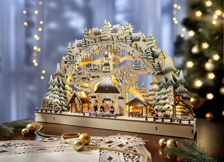 Kerstdecoraties - Kaarsenboog met LED-verlichting, in Farbe NATUR-GRÜN Ansicht 1