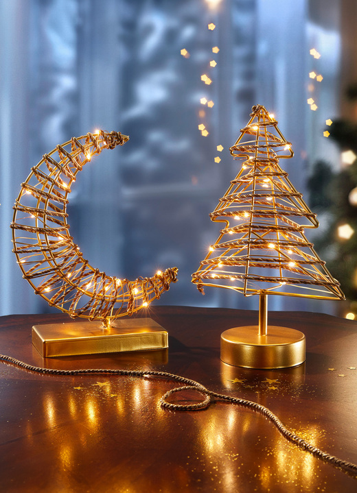 - Verlichte decoratie, in Farbe GOUD, in Ausführung Kerstboom