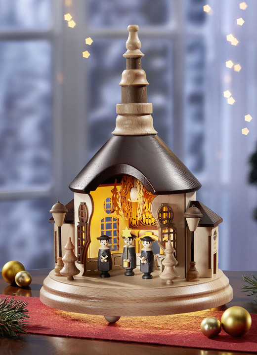 - Lichterhaus Seiffener Kirche, in Farbe NATUR-BRAUN