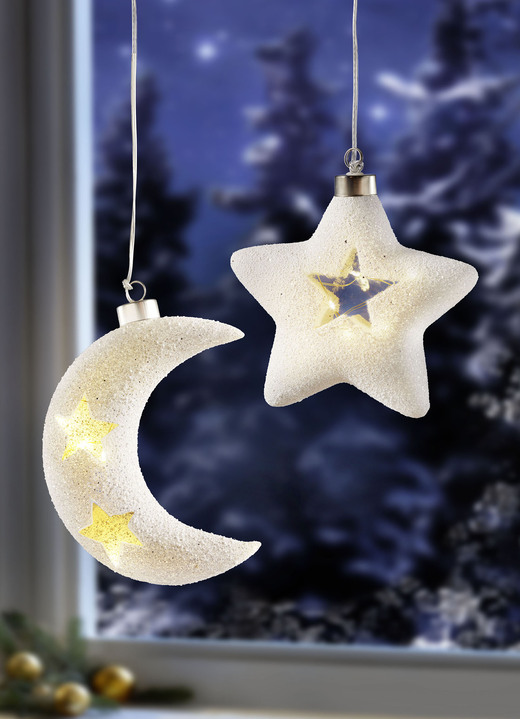 Kerstdecoraties - Verlichte glasdecoratie met mat decor, in Farbe WEISS, in Ausführung Ster