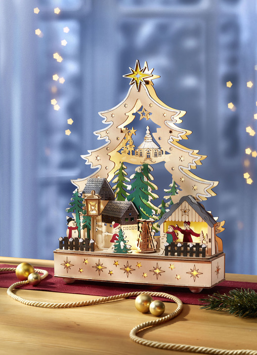 Weihnachtliche Dekorationen - Lichterbogen, in Farbe NATUR-BRAUN-GRÜN