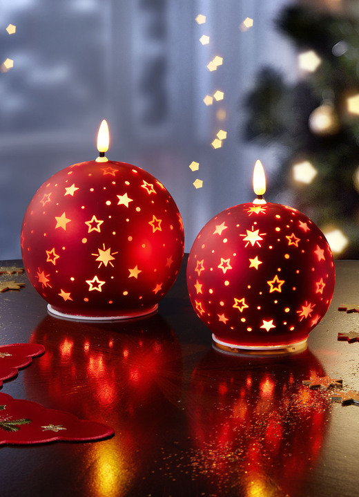 Weihnachtliche Dekorationen - LED-Kerzen, 2er-Set, in Farbe ROT Ansicht 1