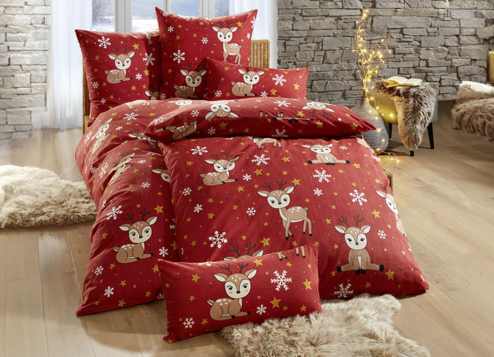 Beddengoed - Gezellige katoenen beddengoedset, in Größe 111 (40/80 cm + 135/200 cm) bis 115 (80/80 cm + 155/220 cm), in Farbe ROOD Ansicht 1