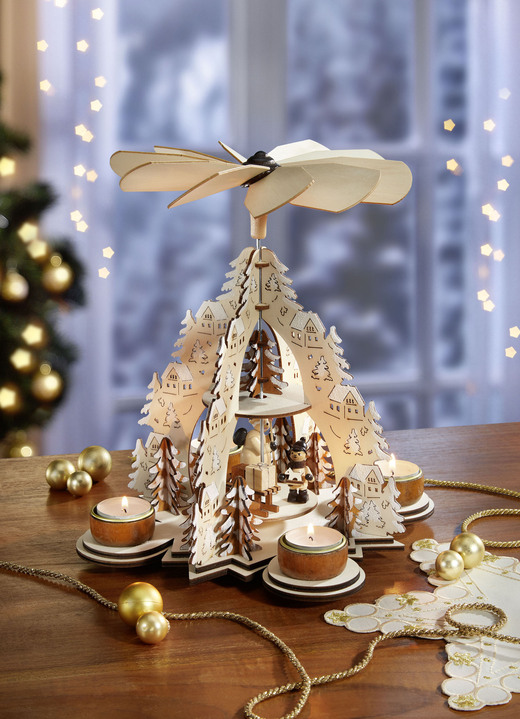 - Houten tafelpiramide, in Farbe NATUR-BRAUN
