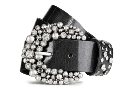 Leren riem met strass steentjes