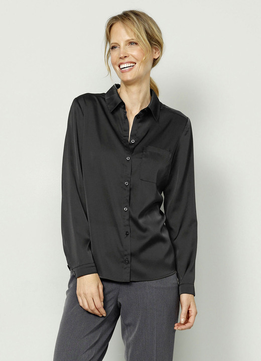 Blouses & tunieken - Overhemdblouse, in Größe 038 bis 052, in Farbe ZWART