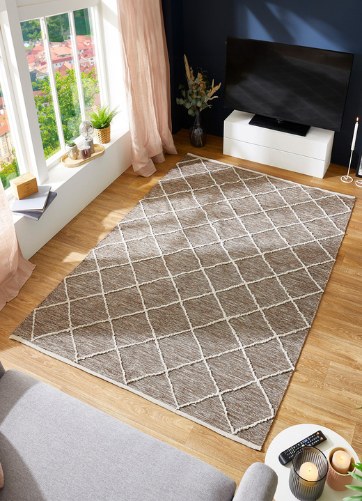 Modern - Moderne tapijten en karpetten van 100% katoen, in Größe 113 (vloerkleed, 70 x 140 cm) bis 256 (tapijt, 170x240 cm), in Farbe BRUIN Ansicht 1