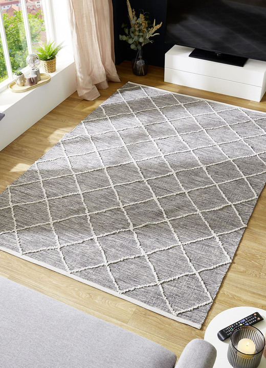 Modern - Moderne tapijten en karpetten van 100% katoen, in Größe 113 (vloerkleed, 70 x 140 cm) bis 256 (tapijt, 170x240 cm), in Farbe GRIJS Ansicht 1