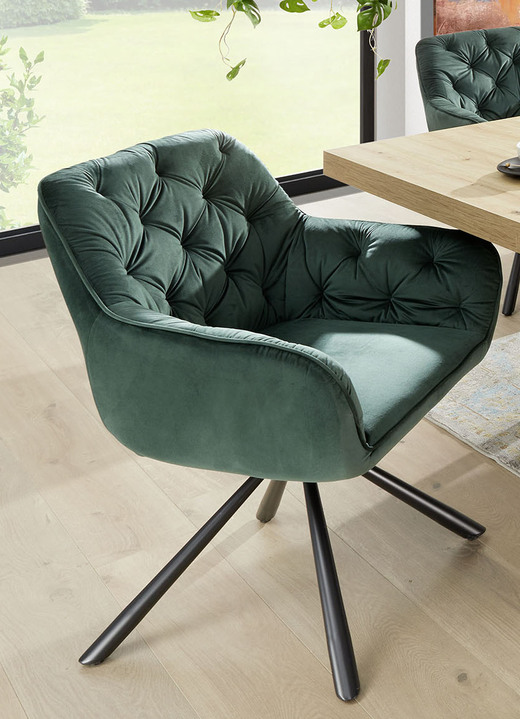 Stoelen & zitbanken - Draaistoelen met comfortabele bekleding, set van 2, in Farbe GROENTE Ansicht 1