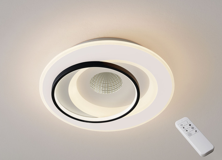 Plafondverlichting - Moderne 3D LED plafondlamp, in Farbe WIT-ZWART Ansicht 1