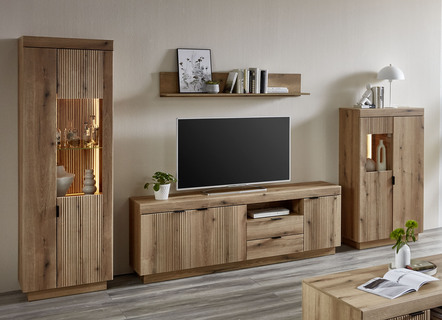 Woonkamerwand, 4-delig, met LED-verlichting en softclose