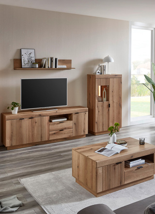 Woonkamerwand, 4-delig, met LED-verlichting en softclose