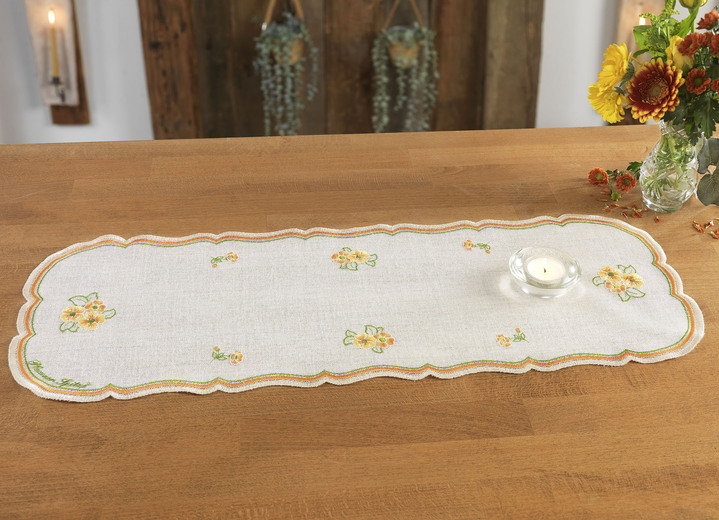 Plauener Spitze - Hoogwaardige tafel- en kamerdecoratie, in Größe 125 (rond onderzettertje, ø 25 cm) bis 404 (Kussensloop, 40/40 cm), in Farbe NATUR Ansicht 1
