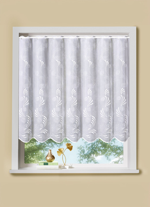 Plauener Stickerei - Kleinfenster-Store, in Größe 875 (95x 95 cm) bis 896 (120x160 cm), in Farbe WEISS Ansicht 1