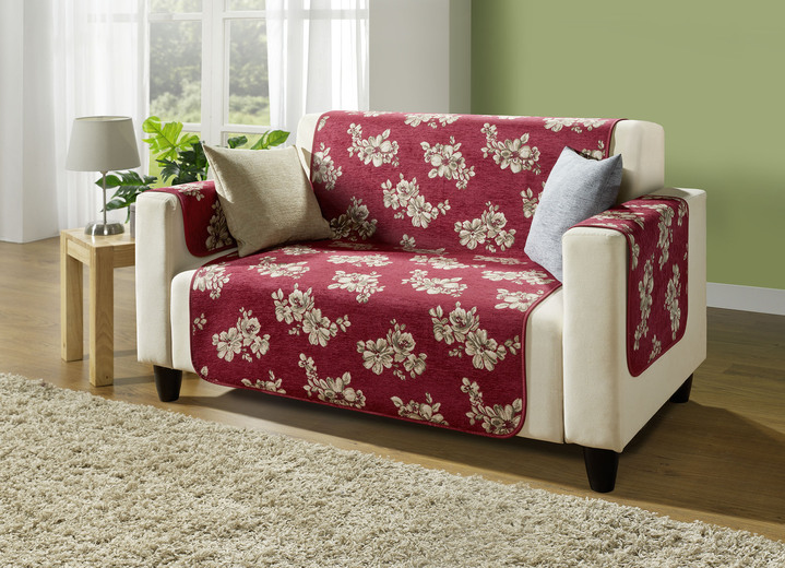 Sessel- & Sofaüberwürfe - Sesselschoner, in Größe 101 (Sesselschoner, 50x150 cm) bis 865 (2 Armlehnenschoner, 50x 70 cm), in Farbe WEINROT Ansicht 1