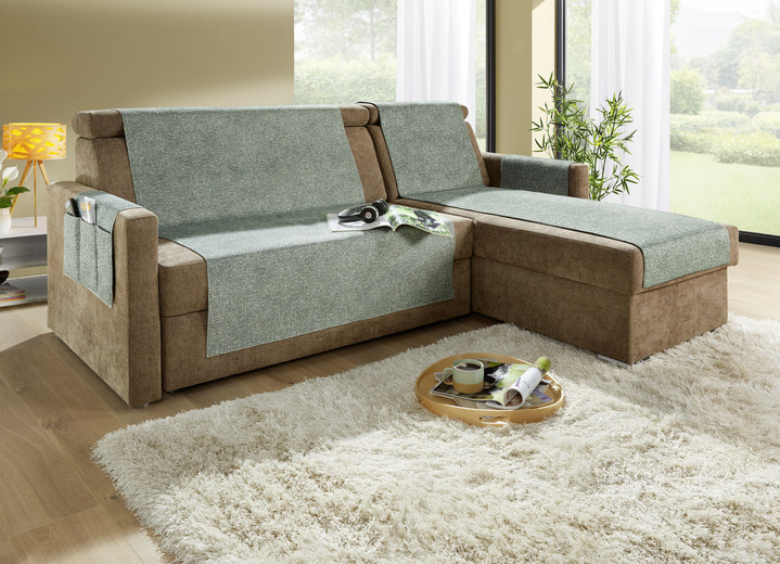 Sessel- & Sofaüberwürfe - Sesselschoner, in Größe 101 (Sesselschoner, 50x140 cm) bis 865 (2 Armlehnenschoner, 38x 55 cm), in Farbe GRÜN Ansicht 1