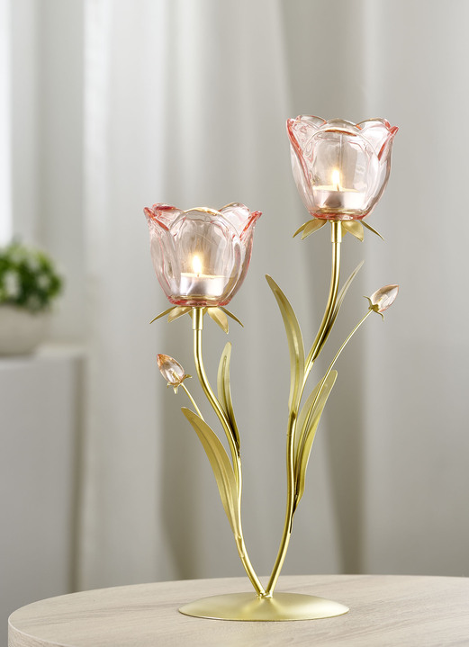 Woonaccessoires - Theelichthouder, in Farbe ROSA-GOLD