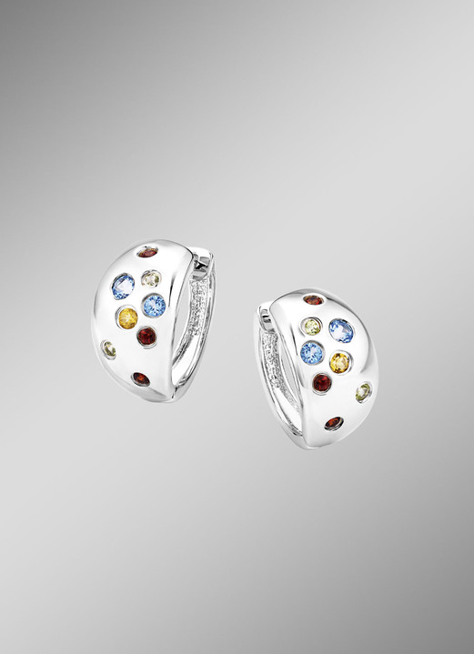 Ohrschmuck - Klappcreolen Silber 925/-, in Farbe  Ansicht 1