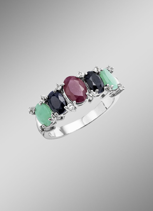 Ringen - Kleurrijke elegantie: damesring met echte edelstenen, in Größe 160 bis 220, in Farbe NEE Ansicht 1