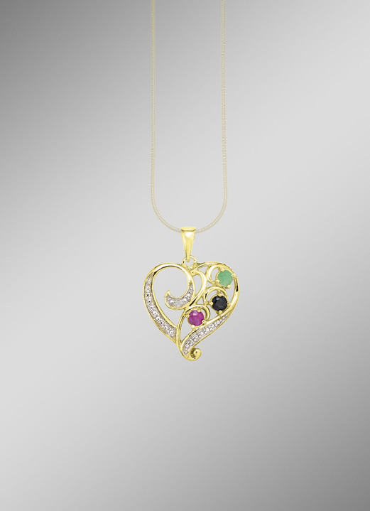 Hangers - Romantische harthanger met edelstenen en diamant, in Farbe  Ansicht 1