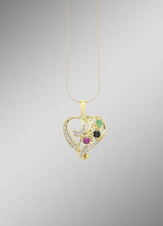 Romantische harthanger met edelstenen en diamant