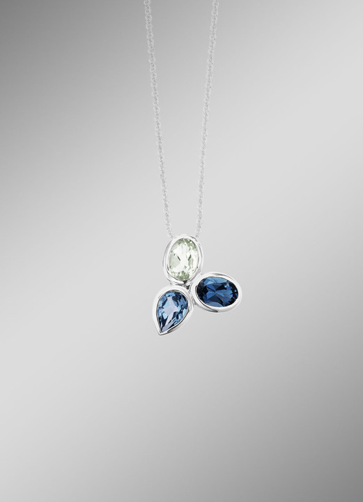 Hangers - Tijdloze elegantie hanger met blauwe topazen en echte groene amethist, in Farbe NEE Ansicht 1