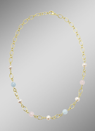 Elegante kleurharmonie: ketting met edelstenen en gekweekte parels