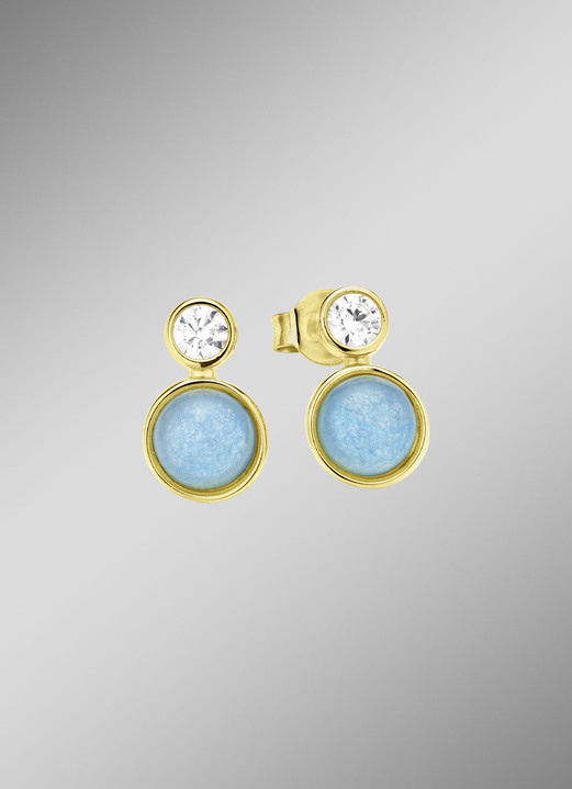 Oorbellen - Hemelse elegantie: oorknopjes met echte blauwe chalcedoon, in Farbe  Ansicht 1
