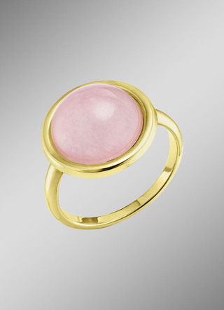 Elegante damesring met echte roze chalcedoon
