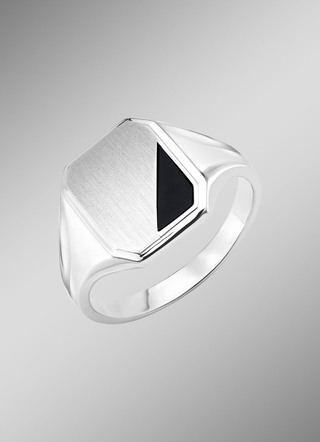 Elegante herenring met zwarte agaat
