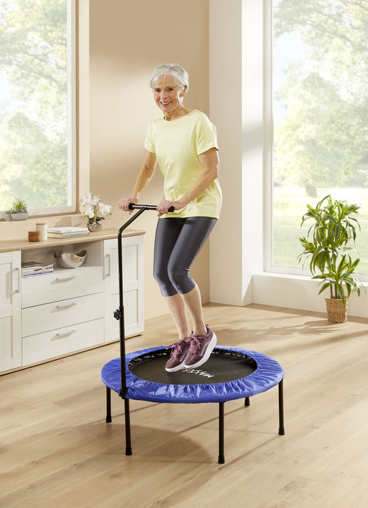 Fitness - Trampolin mit höhenverstellbarer Griffstange, in Farbe BLAU-SCHWARZ Ansicht 1