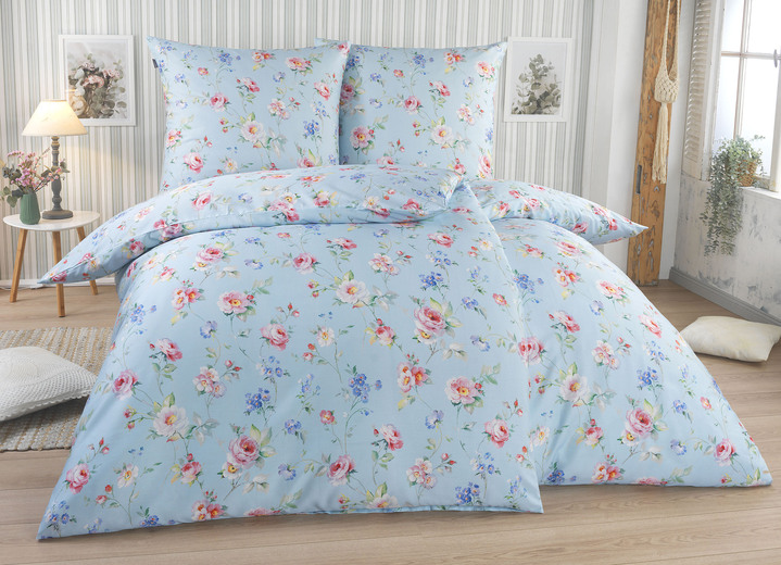 Irisette - Bettwäsche-Garnitur, in Größe 112 (80/80 cm + 135/200 cm) bis 115 (80/80 cm + 155/220 cm), in Farbe BLAU Ansicht 1
